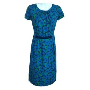 Boden Silk Women Sz 2R Green Dark Feminine Floral Siren Fitted Knee Length Dress